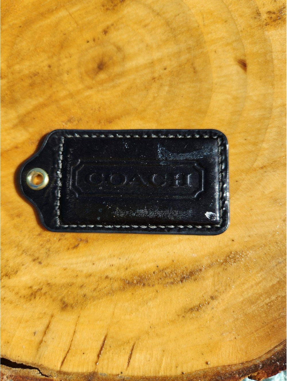 Coach black leather hang tag 3in -3